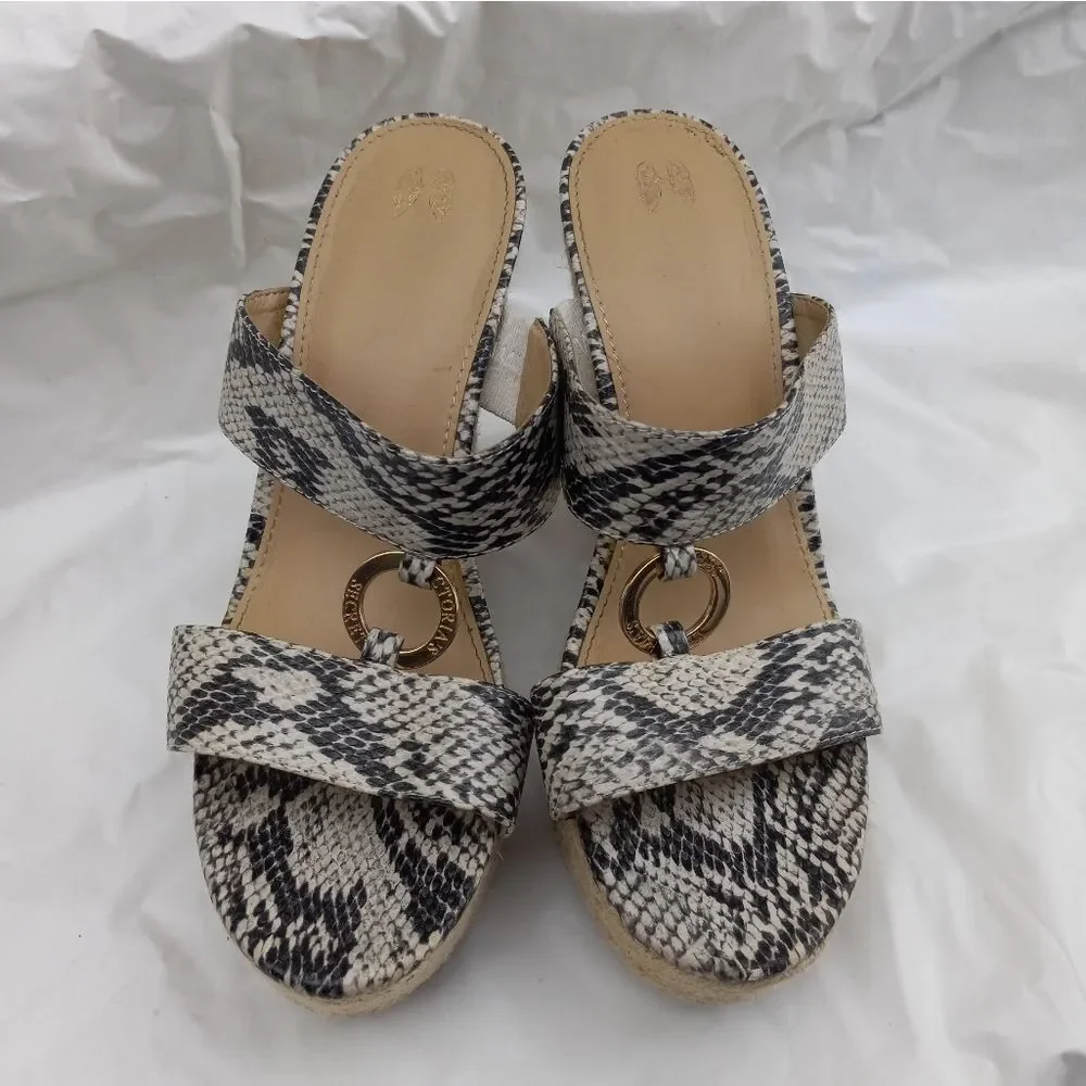 Victoria's Secret Spadrille Wedges Slip In Snakeskin Size 8.5 B